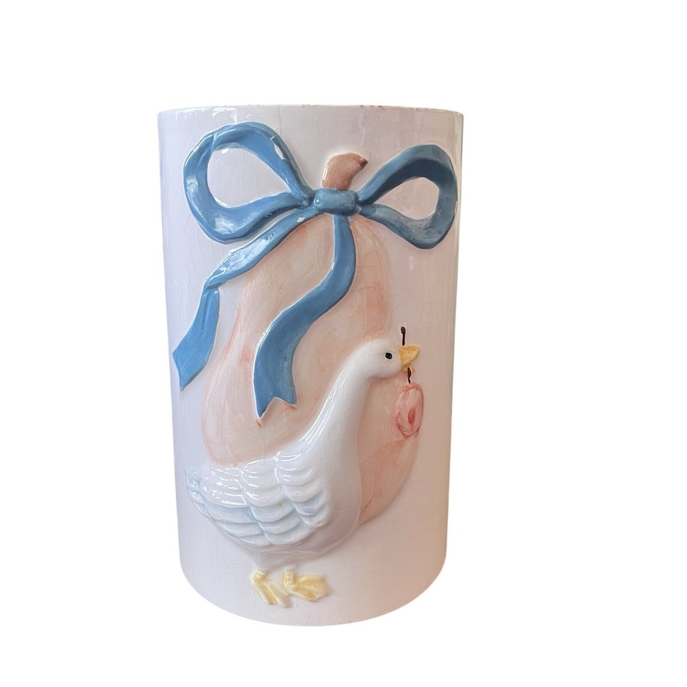 Vtg Marmalade Goose Duck Ceramic Utensil Holder Storage 80s Cottage Read